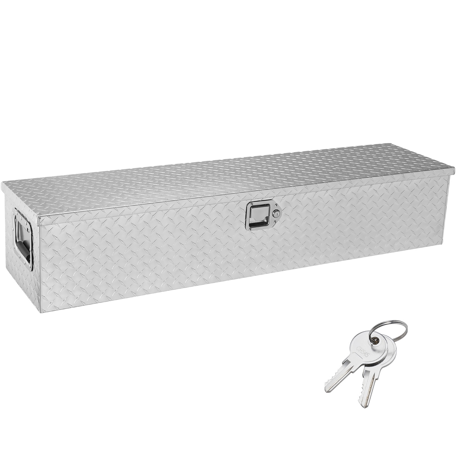 Heavy Duty Aluminum Truck Bed Tool Box, Diamond Plate Tool Box With Side Handle And Lock Keys, Storage Tool Box Chest Box Organizer For Pickup, Truck Bed, RV, Trailer, 48"x15"x15", Silver_voghion.com